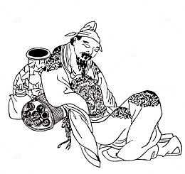 中国风手绘白酒人物意境