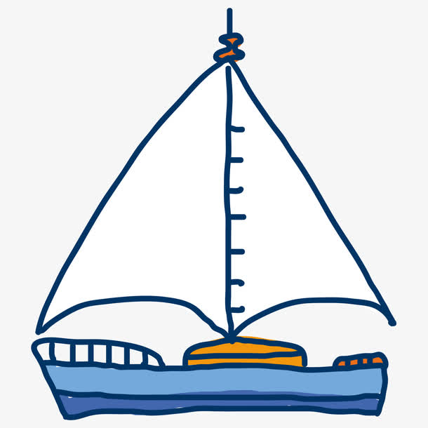 卡通手绘蓝色帆船