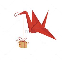 红色千纸鹤礼物邀请函