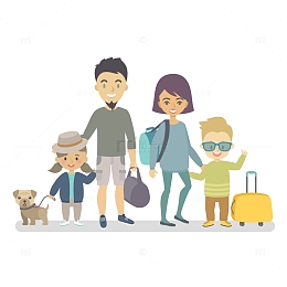 外出旅游的一家人
