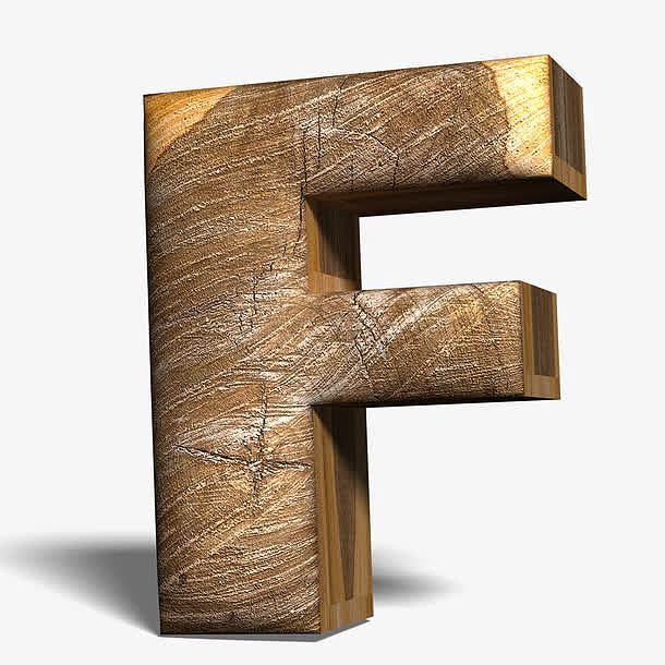 高清免抠立体木头英文字母F