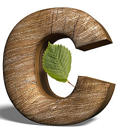 高清免抠立体木头英文字母C