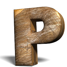 高清免抠立体木头英文字母P