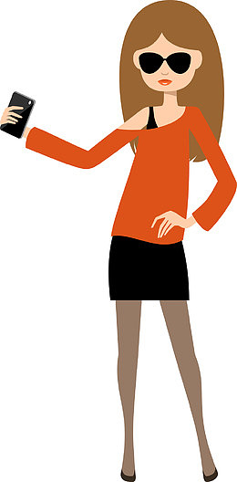 戴着墨镜自拍的美丽女人图