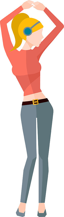 戴着耳机跳舞的女人插画