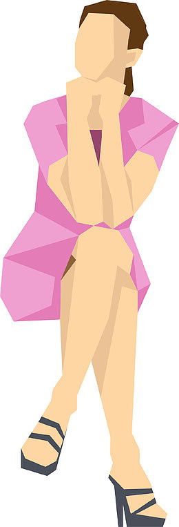 思考的美丽女人插画