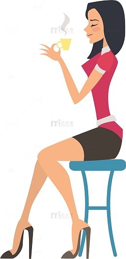 手拿茶杯的女人插画