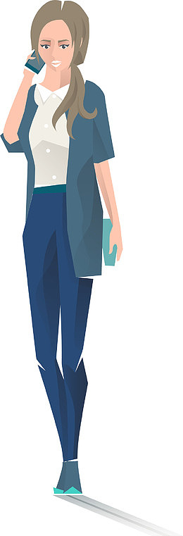 人物插画接电话的女人