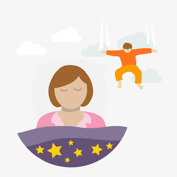 手绘矢量睡觉做梦女生