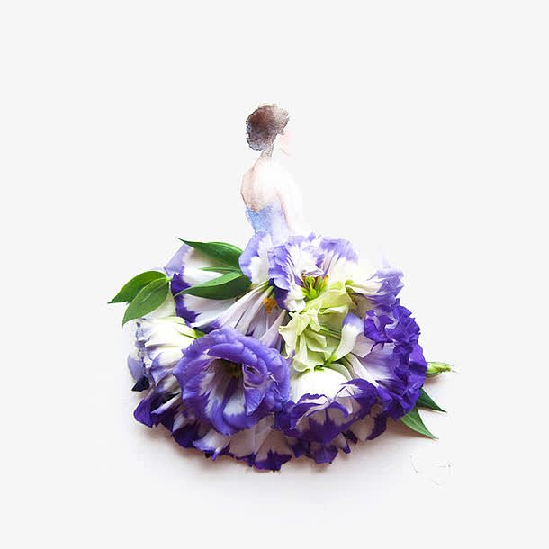 紫色花瓣淡雅连衣裙