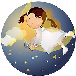 卡通插图睡着做梦的女孩