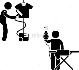 卡通可爱人物图标熨烫机熨烫衣服