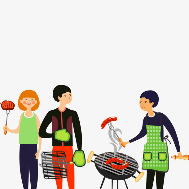 烧烤的人物设计矢量图