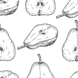 素描梨子图案背景图
