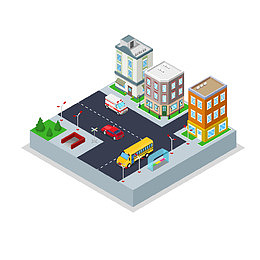 立体3D地标建筑矢量素材