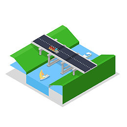 城市立交立体3D地标建筑矢量素材