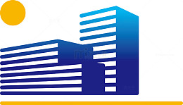 卡通蓝色矢量房子logo图