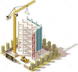 立体3D地标建筑工地矢量元素