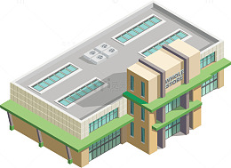 清新体育馆3D地标建筑模型房矢