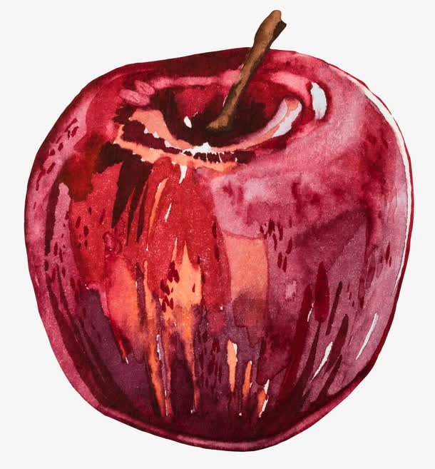 水彩红色美味苹果
