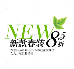 新款春装8.5折排版字体素材