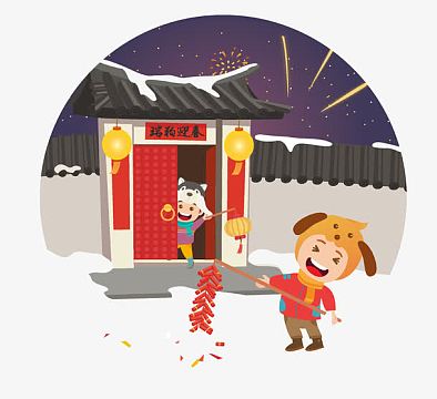 过新年放鞭炮免抠图png烟花节烟花中国风红色海报背景psdjpg城市烟花