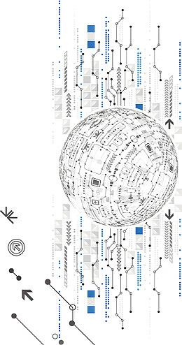 黑色卡通圆形线路图