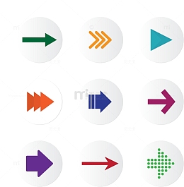 彩色圆形箭头图标矢量素材