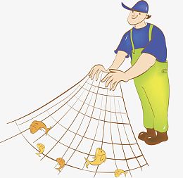 矢量长渔网aipngpng矢量图被网住的鱼aipngpng插画黑白广告手绘风大腿