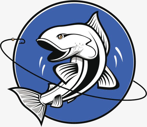 卡通手绘圆形钓鱼标志