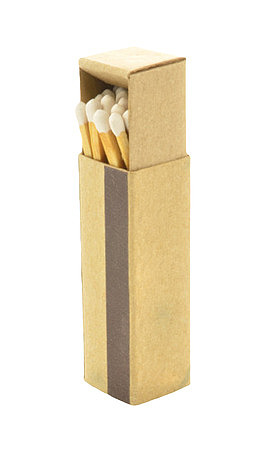 白色头取火工具纸盒里的火柴棍实