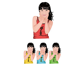 手捂着脖子的漏肩女