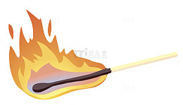 红黄取火工具烧着的火柴棍卡通手
