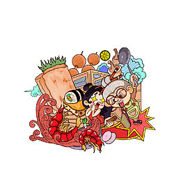 卡通海鲜盛宴素材