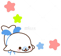 蓝色卡通小鱼星星装饰图案