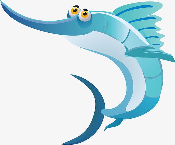蓝色卡通剑鱼