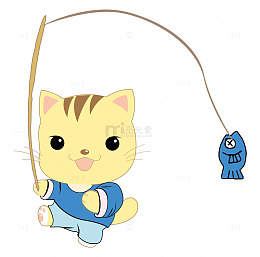 可爱小猫钓鱼
