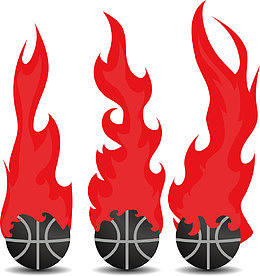 黑色篮球冒火冲刺