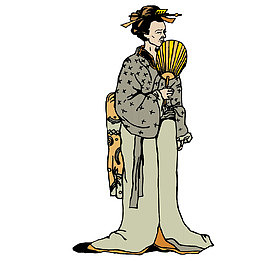 拿扇子的日本妇女