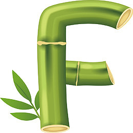 清新绿色竹子艺术字母F矢量素材