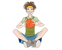 一个坐着玩球的人