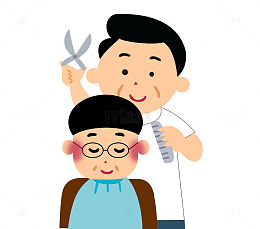 理发店剪头发的男孩