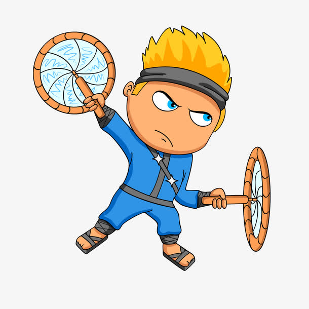 卡通练习双节棍的人物设计