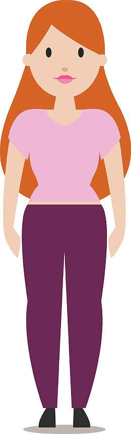 矢量卡通长头发女人图