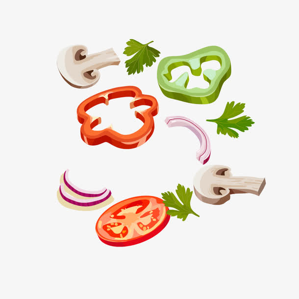 卡通手绘蔬菜切片