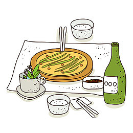 手绘平面美味披萨