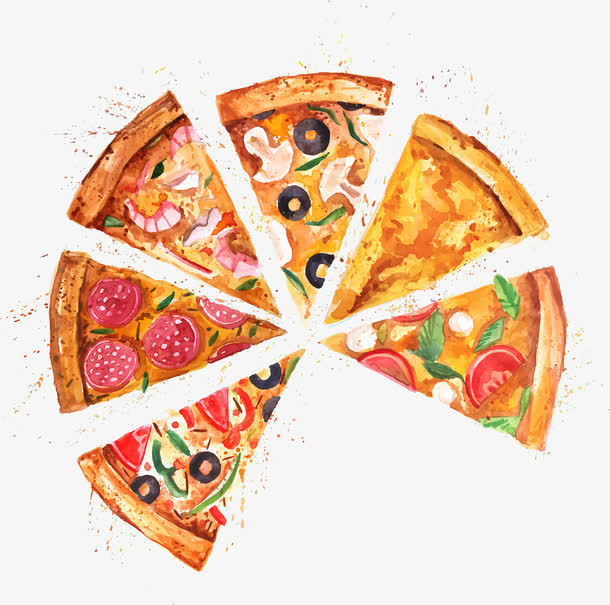 矢量手绘披萨