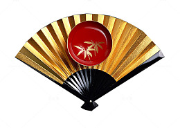 金色折扇手绘图案