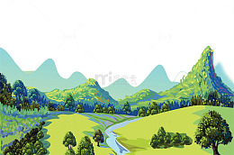 免抠卡通手绘春季草原风景