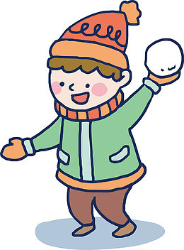 用力投掷雪球的男孩